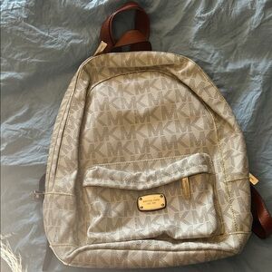Michael Kors Beige Monogram Backpack